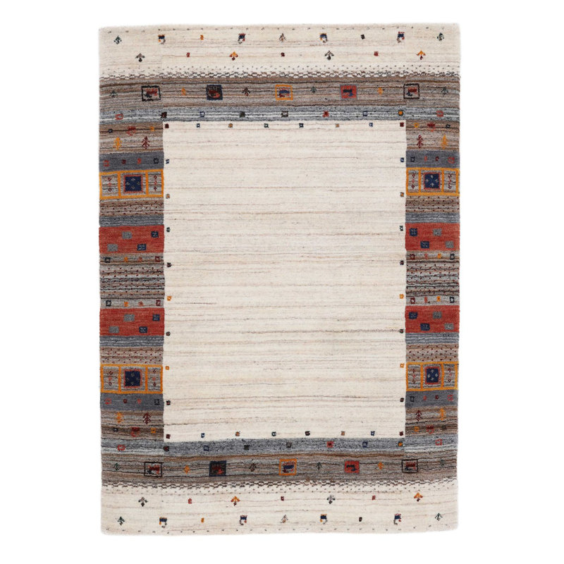 Gabbeh Vida Handwoven Wool Beige Rug, Rectangular 300cm x 400cm