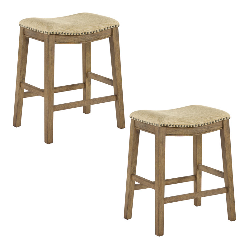 Tabouret de bar et de comptoir Clewiston, Tabouret de comptoir (assise de 24,75 po de hauteu, Chêne moyen, Chameau