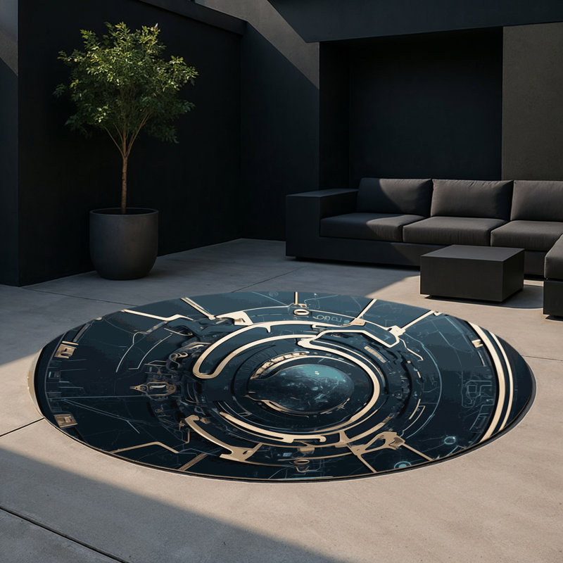 Galactic Nexus Indoor And Outdoor Area Rug, Round 5'
