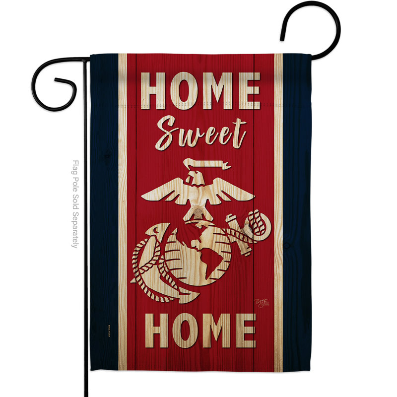Couvre-lits en polyester 2 faces 18 x 13 po Home Sweet marine corps Drapeau de jardin, Corps de marine