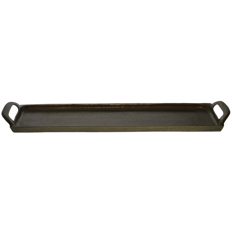 Plateau en métal, H 1,25 po x l 13 po x P 4,25 po, Brun