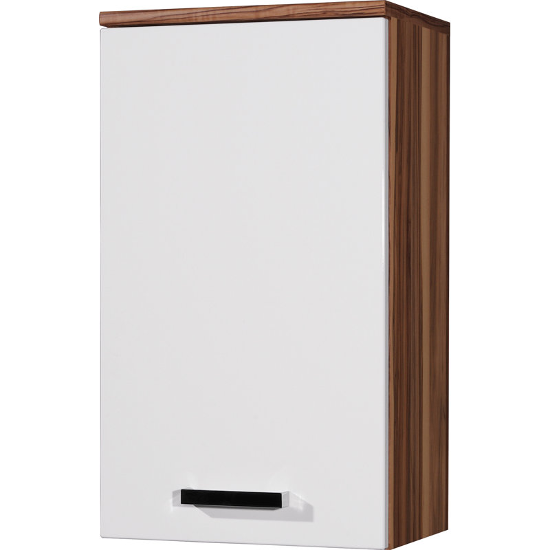 Elegance Wall Bathroom Cabinet, White/Baltimore walnut replica