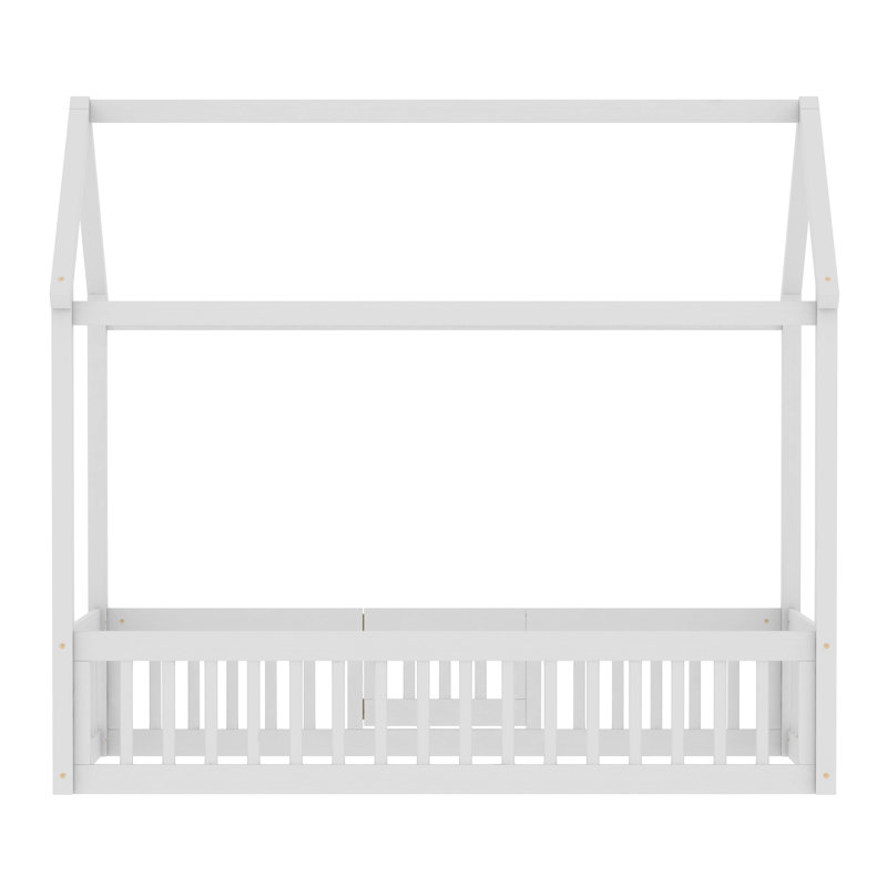 Lit en bois avec clôture et porte, Twin, Blanc