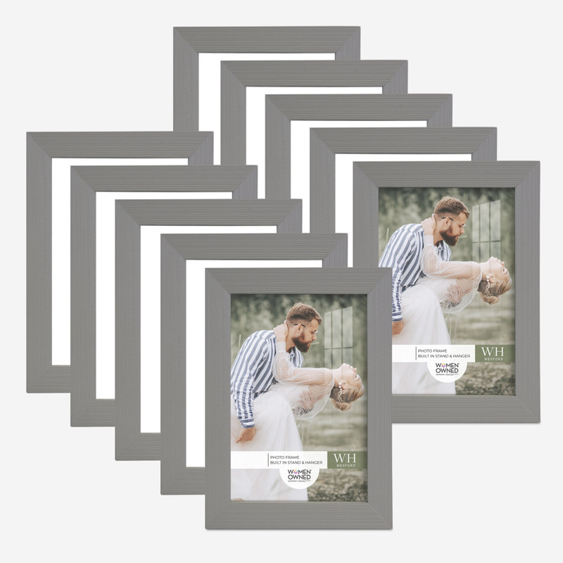 Ensemble de 10 cadres muraux en bois 10 pièces 4 po x 6 po, Gris, 5 po x 7 po