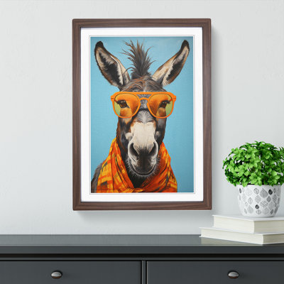 Donkey with Glasses 1 Piece Single Picture Frame Wall Art