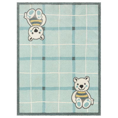 Blue Teddy Bear Kids Area Rug