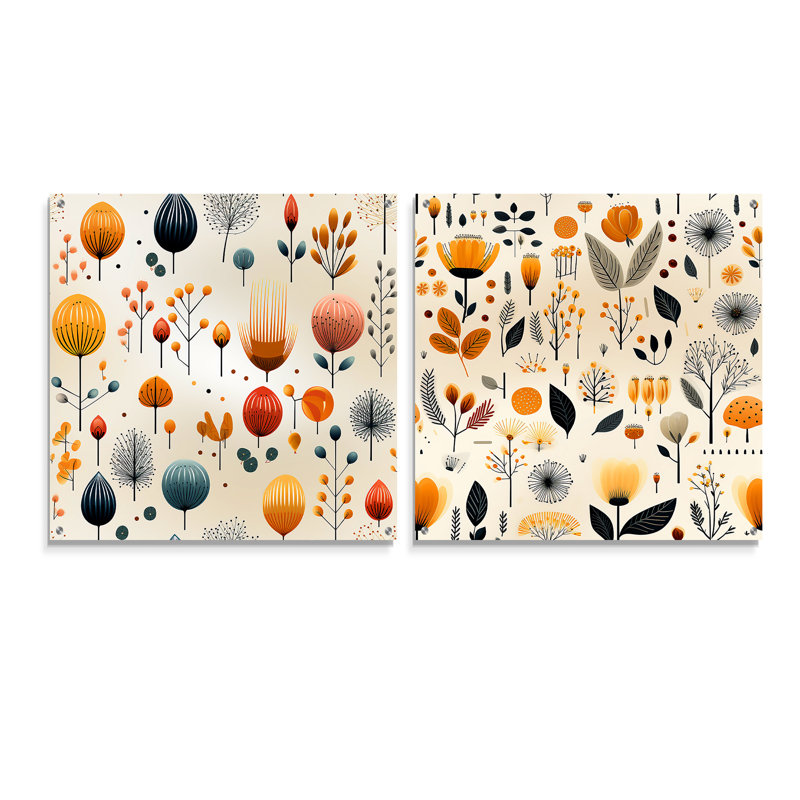 Haddad - Ensemble de 2 verres muraux abstraits en acrylique Mid-Century, H 36 po x l 73 po