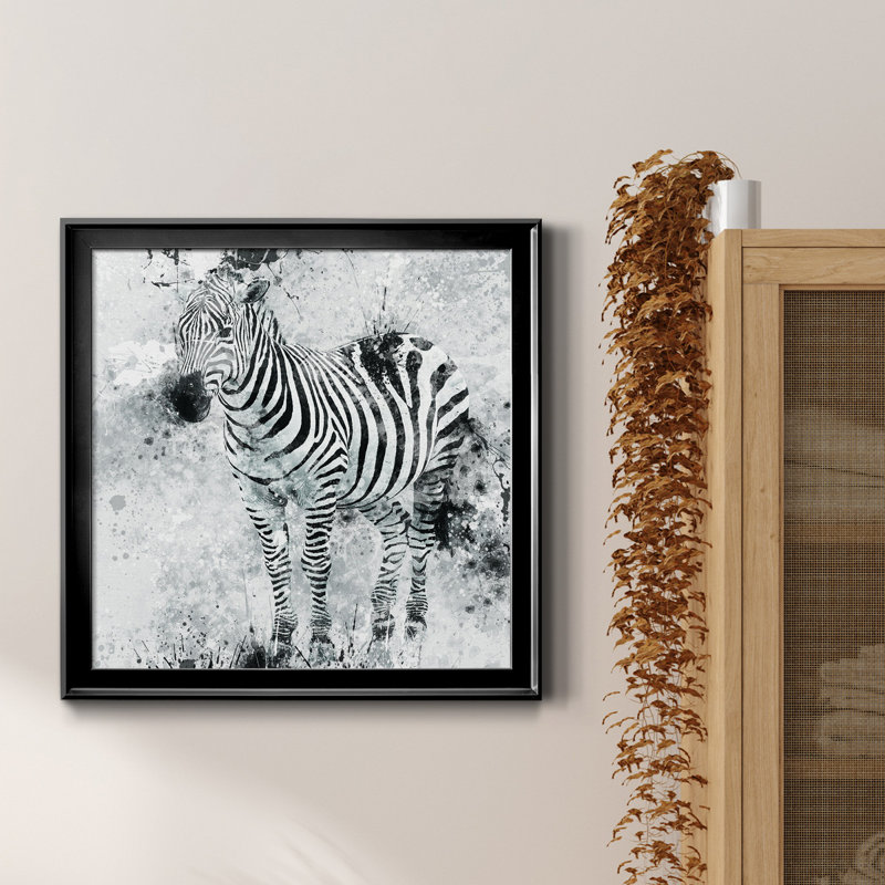 Zèbre I - cadre photo, impression sur toile, Noir, H 34,5 po x l 34,5 po x P 1,5 po