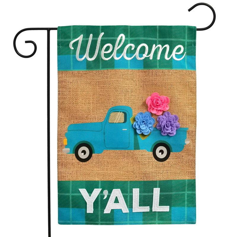 Drapeau de jardin Welcome Y'all Burlap