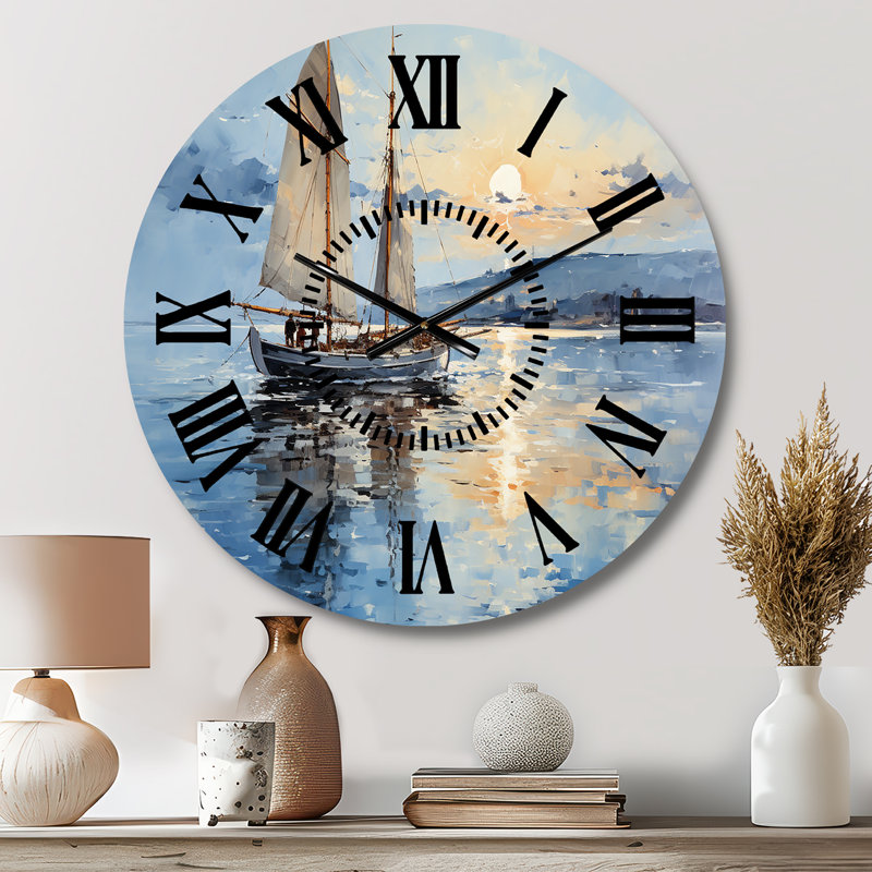 Horloge murale bateau à voile Reflections I - Nautique et plage, Médium
