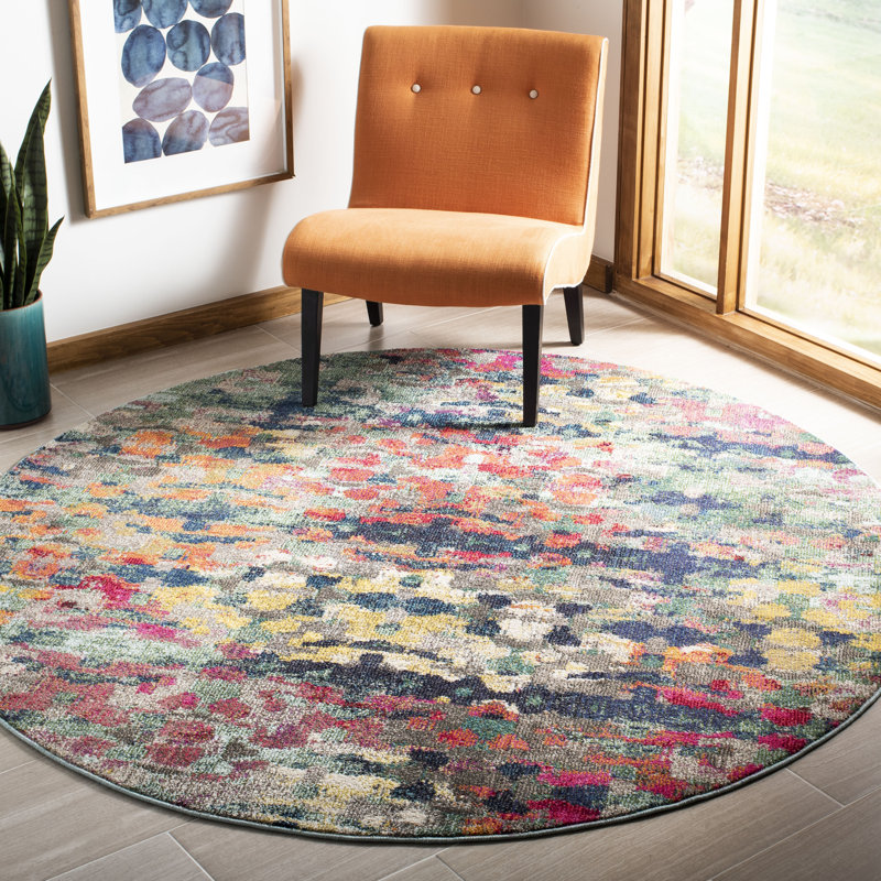 Hertzler Southwestern Green/Blue Area Rug, Round 6'7"
