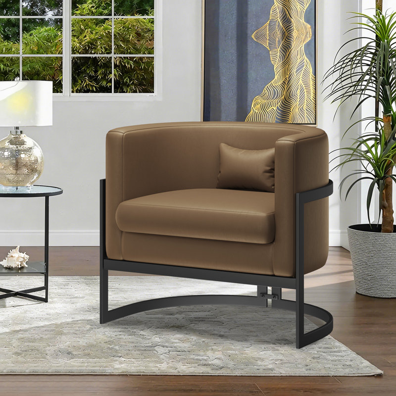 Chaise d'appoint rembourrée, Brun