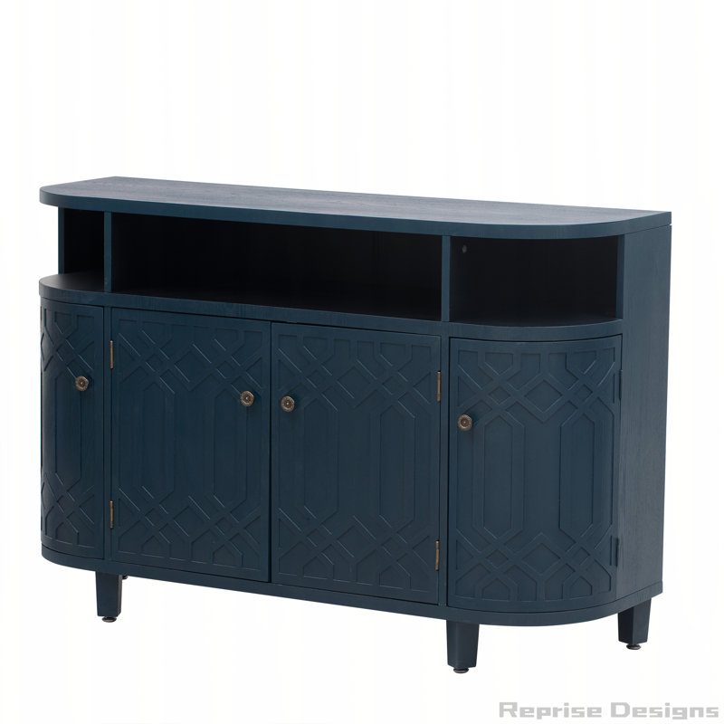Armoire de rangement courbée avec tablettes réglables, Marine