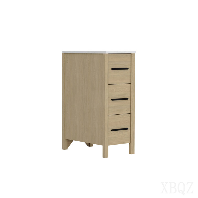 12" Bathroom Vanity Cabinet,Freestangding Storage Vanity Cabinet With Countertop