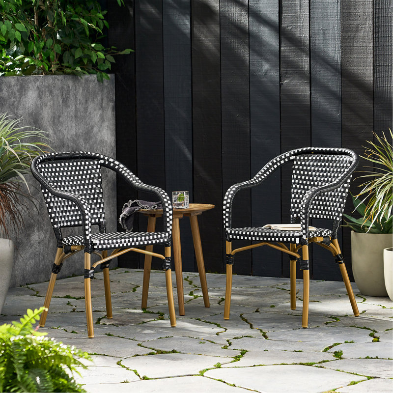 Chaise bistro (ensemble de 2), Blanc/Noir