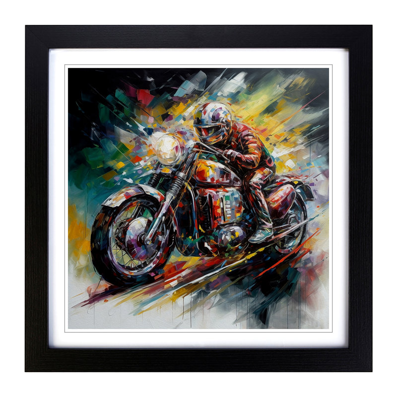 Motorcycle Abstract Art - Framed Print, Walnut