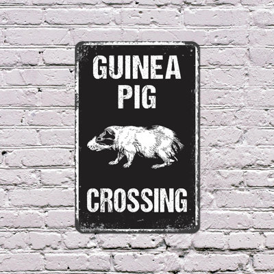Pet Guinea Pig Crossing 13 Inch x 20 Inch Plastic Sign