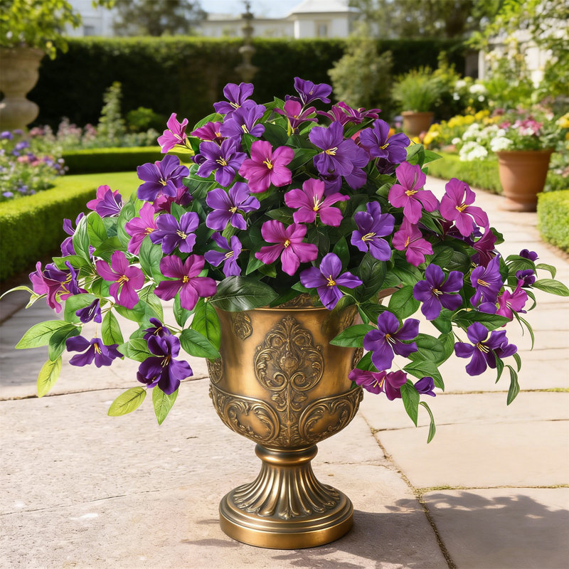 2 paquets de fleurs en soie artificielles réalistes résistantes aux rayons UV pour la décoration extérieure, le patio, le jardin, le porche et le style d'événement