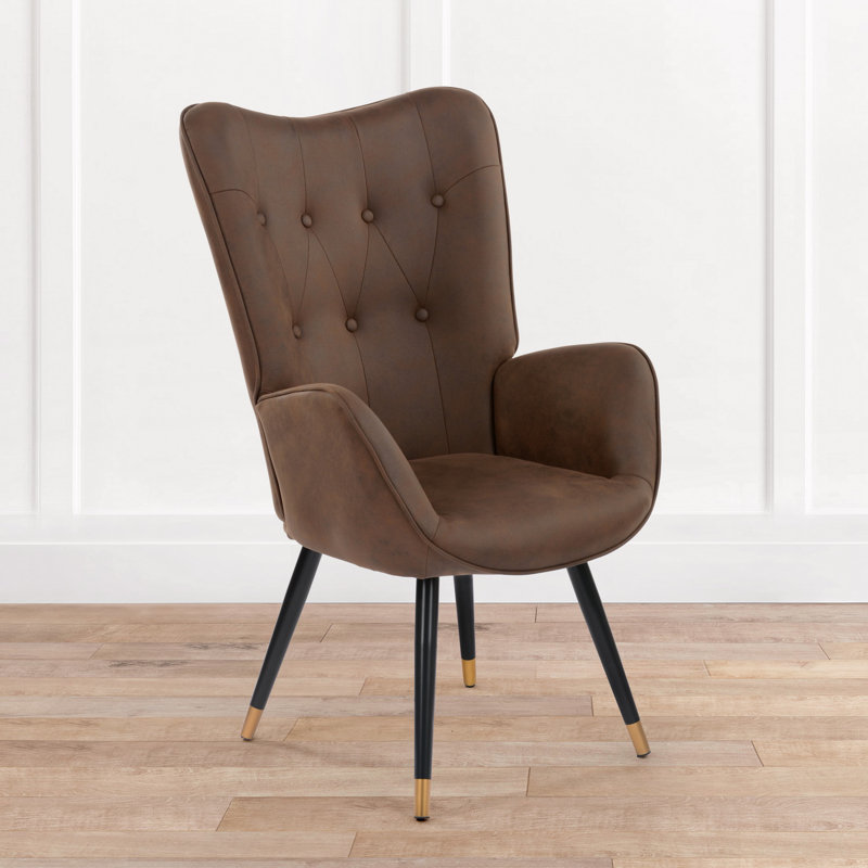 Lathgertha Upholstered Armchair, Dark Brown