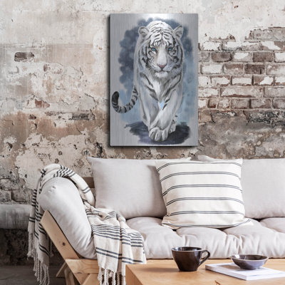  «White Tiger» par Kajenna, art mural en métal, 24 po x 36 po
