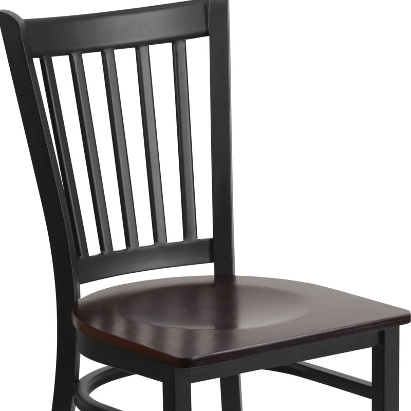 Hercules Prompton Vertical Back Metal Restaurant Chair, Walnut, 1