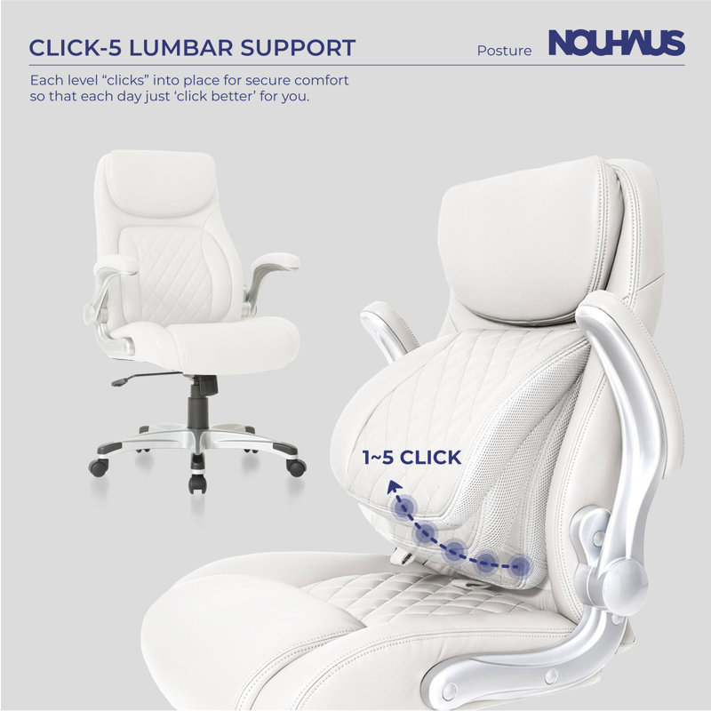 White High Back Ergonomic Leather Executive Swivel Chair