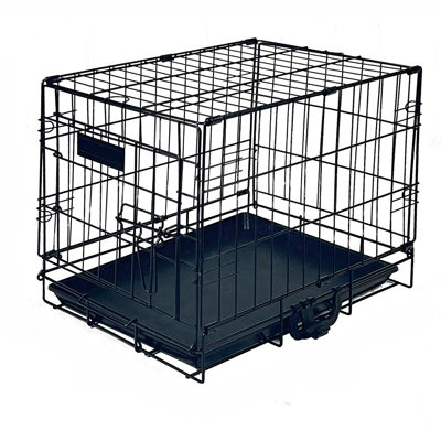 Tucker Murphy Pet™ 24 Inches Dog Crate X-Small Collapsible Dog Crate Wire Pet Dog Crate With Double Doors Leak Proof Plastic Tray Divider Outdoor Indoor Portable For Pets Cats And Dogs, Black