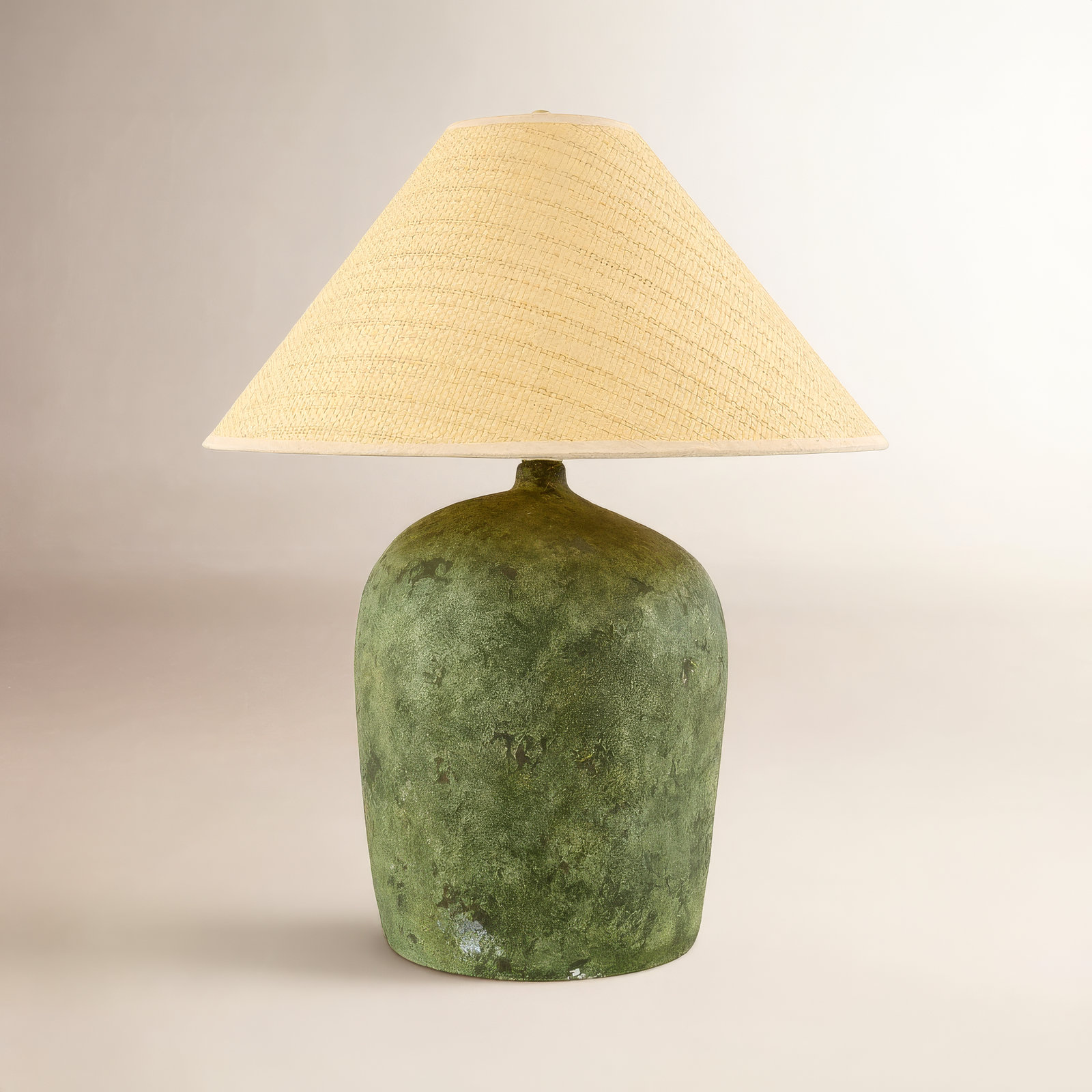 Danica Ceramic Table Lamp, Green, Rattan Empire