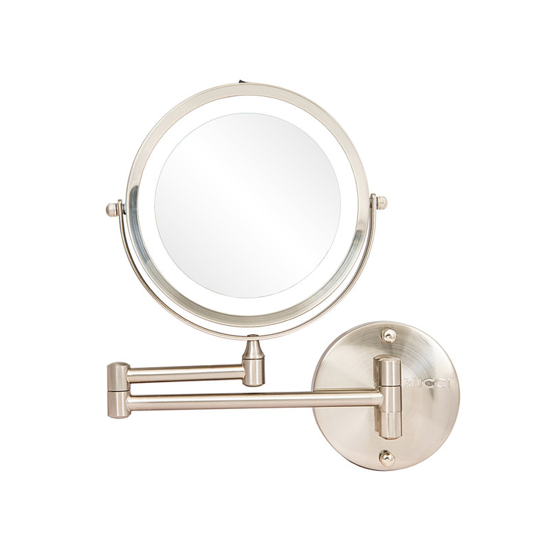 Metal Round Mirror, 11.25" x 16.5", Satin Nickel
