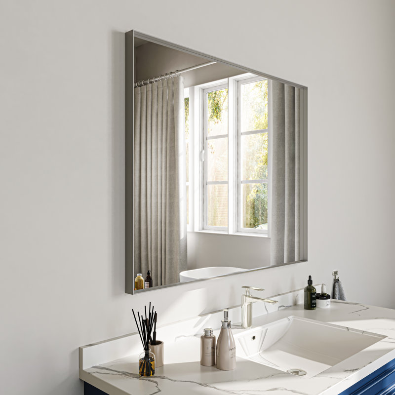 Miroir de salle de bain mural, Argent argent, 32 po x 40 po