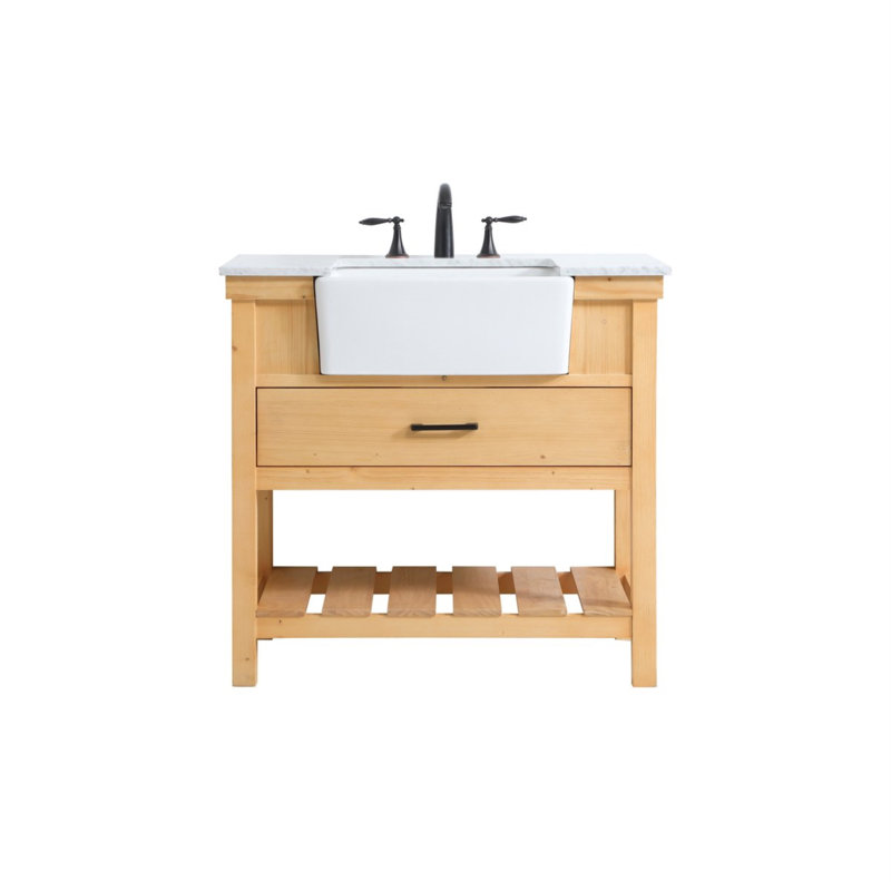 Meuble-lavabo simple 36 po Pelaghia, Bois naturel
