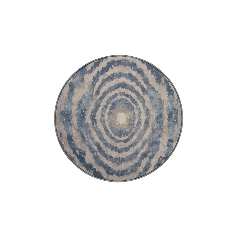 Machine Washable Gray Area Rug, Round 5'