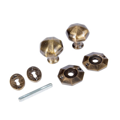 Hammer & Tongs - Octagonal Rim & Mortice Door Knob - W60mm - Brass