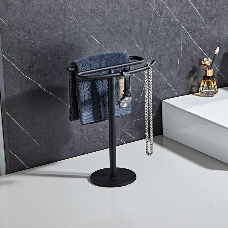 Porte-serviettes sur pied, Noir mat
