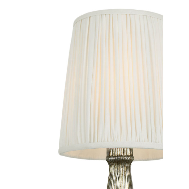 Ovid 14" Cordless Accent Lamp with Silk Pleated Shade, Silver Lustre