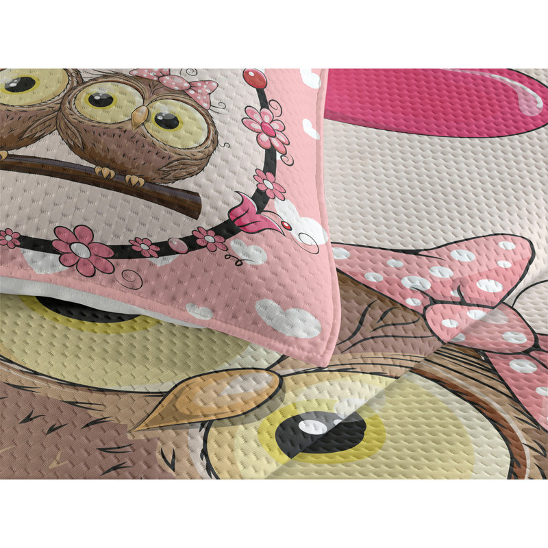 Owl Coverlet, King Bedspread + 2 Shams