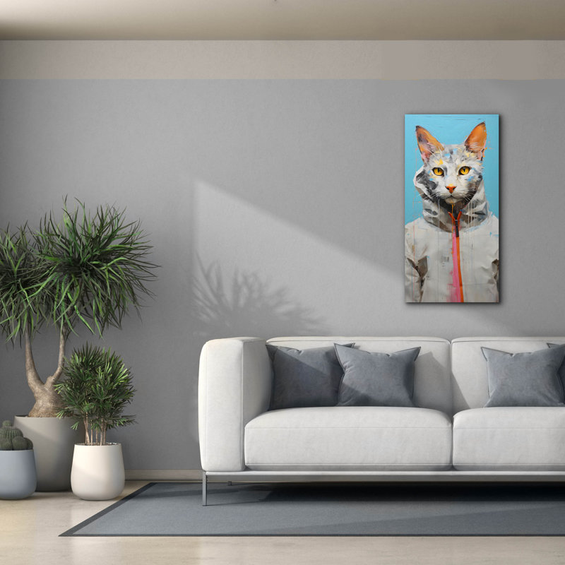 «Cool Cat 1» par Sean Parnell, art mural sur toile, H 40 po x l 20 po x P 1,5 po