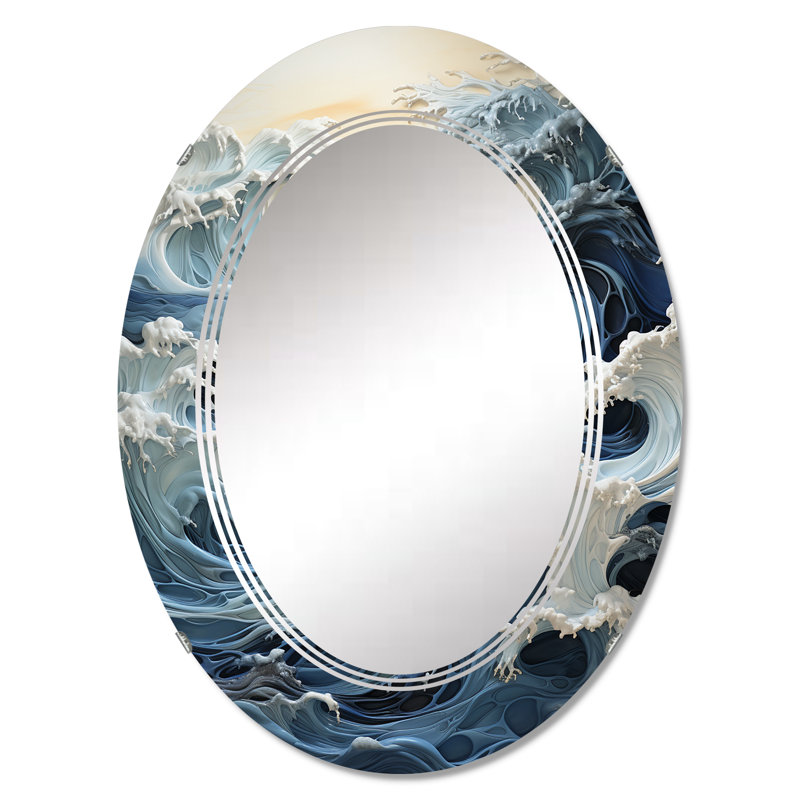 Scherzer - Miroir mural nautique et de plage ovale, 30 po x 20 po