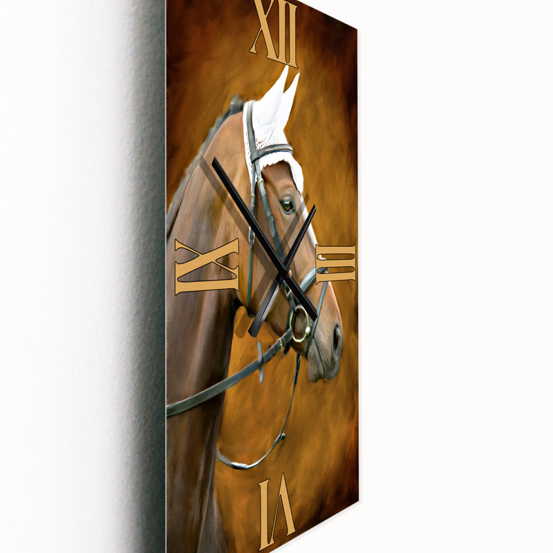 Horloge murale Portrait de cheval avec oreilles, Grand