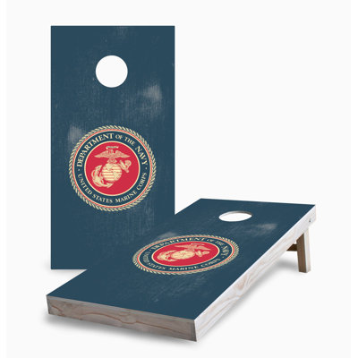 Vintage Blue Marine Corps 2x4 Cornhole Board Set | Includes (2) Boards (8) Bags & Optional Accessories
