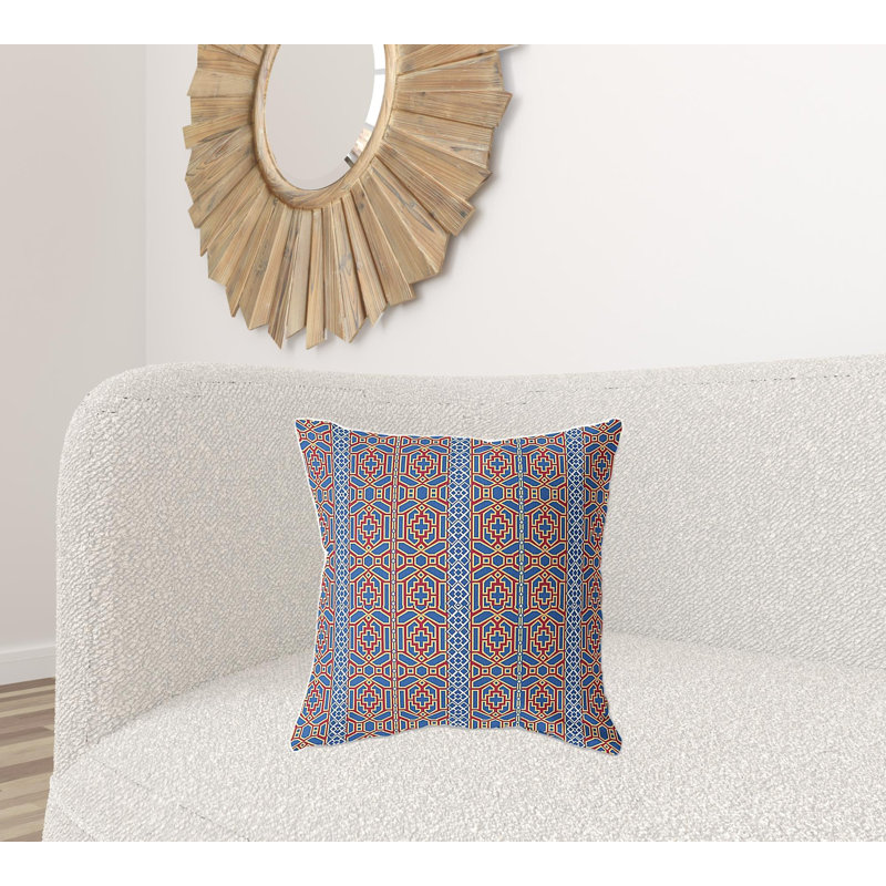 Coussin décoratif 20 po x 20 po Broadcloth Floral, Floral rouge / bleu