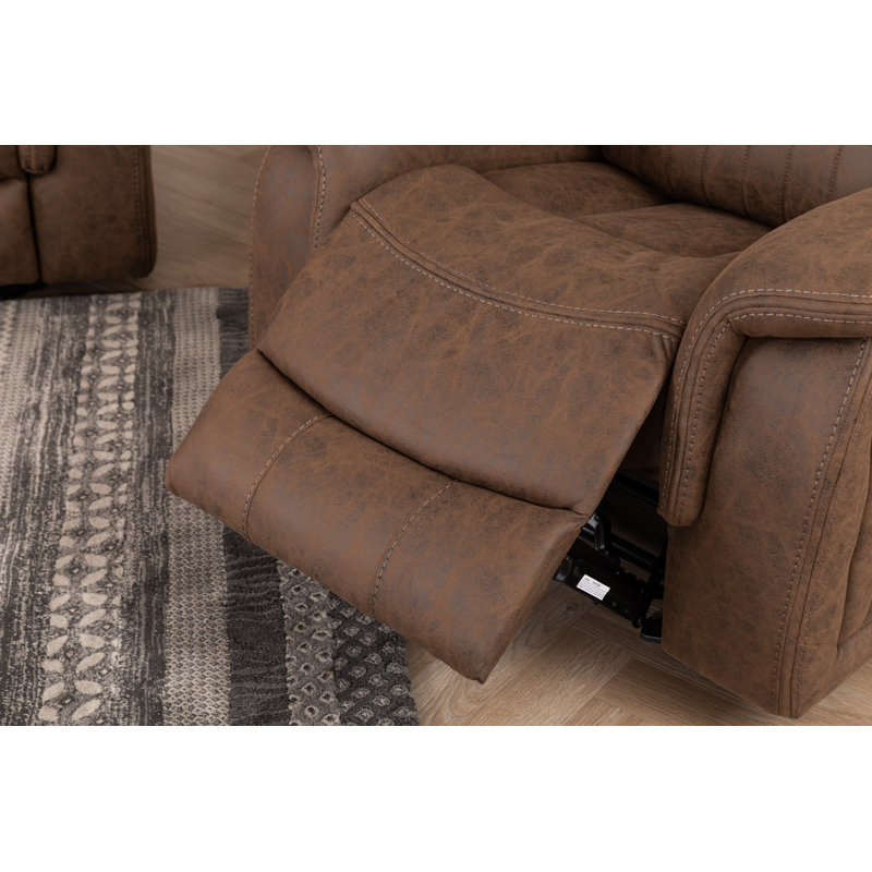 Ensemble de salon inclinable manuel 3 pièces avec porte-gobelets, Brun