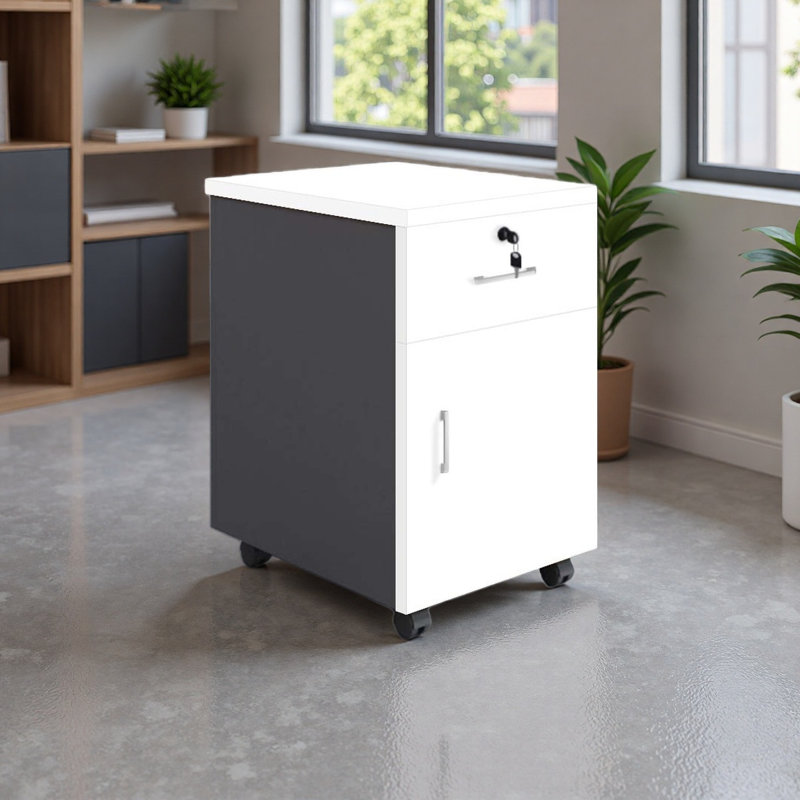 Modern 15.75'' Wide Lockable Mobile File Cabinet
