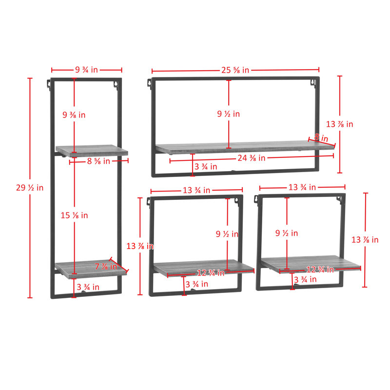 Brooksville 4 Piece Accent Shelf, Black/White