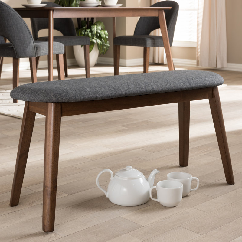 Cronin Polyester Blend Upholstered Bench, Dark grey