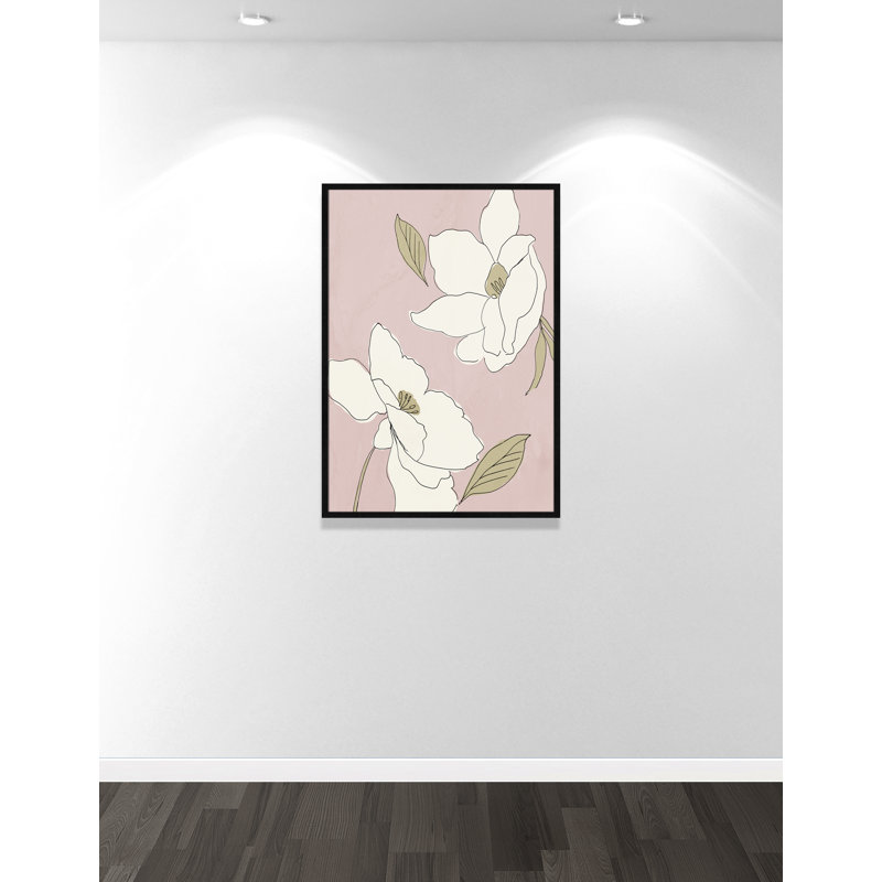 Oleander blanc - cadre photo, H 41,5 po x l 29,5 po x P 0,75 po, Cadre noir