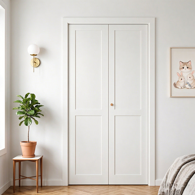 Porte pliante à 2 panneaux creux de 24 po x 80 po CHIC Mode Doors avec trousse de quincaillerie d'installation, 28 po x 80 po