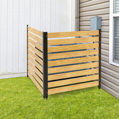 Air Conditioner Fence, 2-Panel, 48In W X 48In H Privacy Screens Fence Panels With Metal Stakes, Waterproof Paint