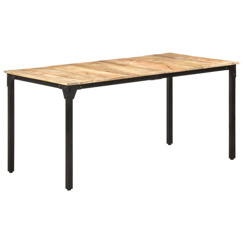 Derion Solid Wood Top Metal Base Dining Table, H76 x L160 x W80cm