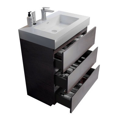 Meuble-lavabo autoportant avec grand lavabo et rangement